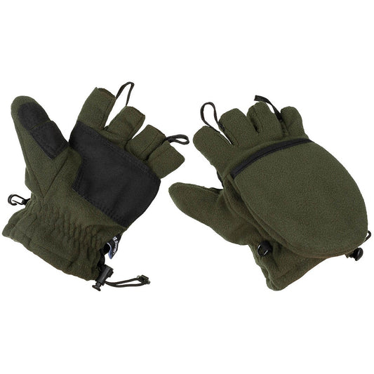 Fleece-Faust-Fingerhandschuhe,oliv, mit Ausziehschlaufen