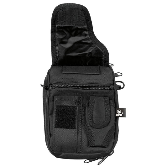 Gürtel-Umhängetasche, schwarz,mit abnehmbarem Holster