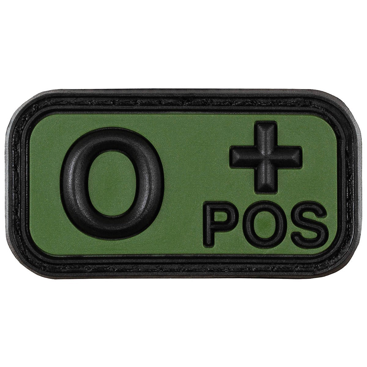 Klettabzeichen, schwarz-oliv,Blutgruppe "O POS", 3D