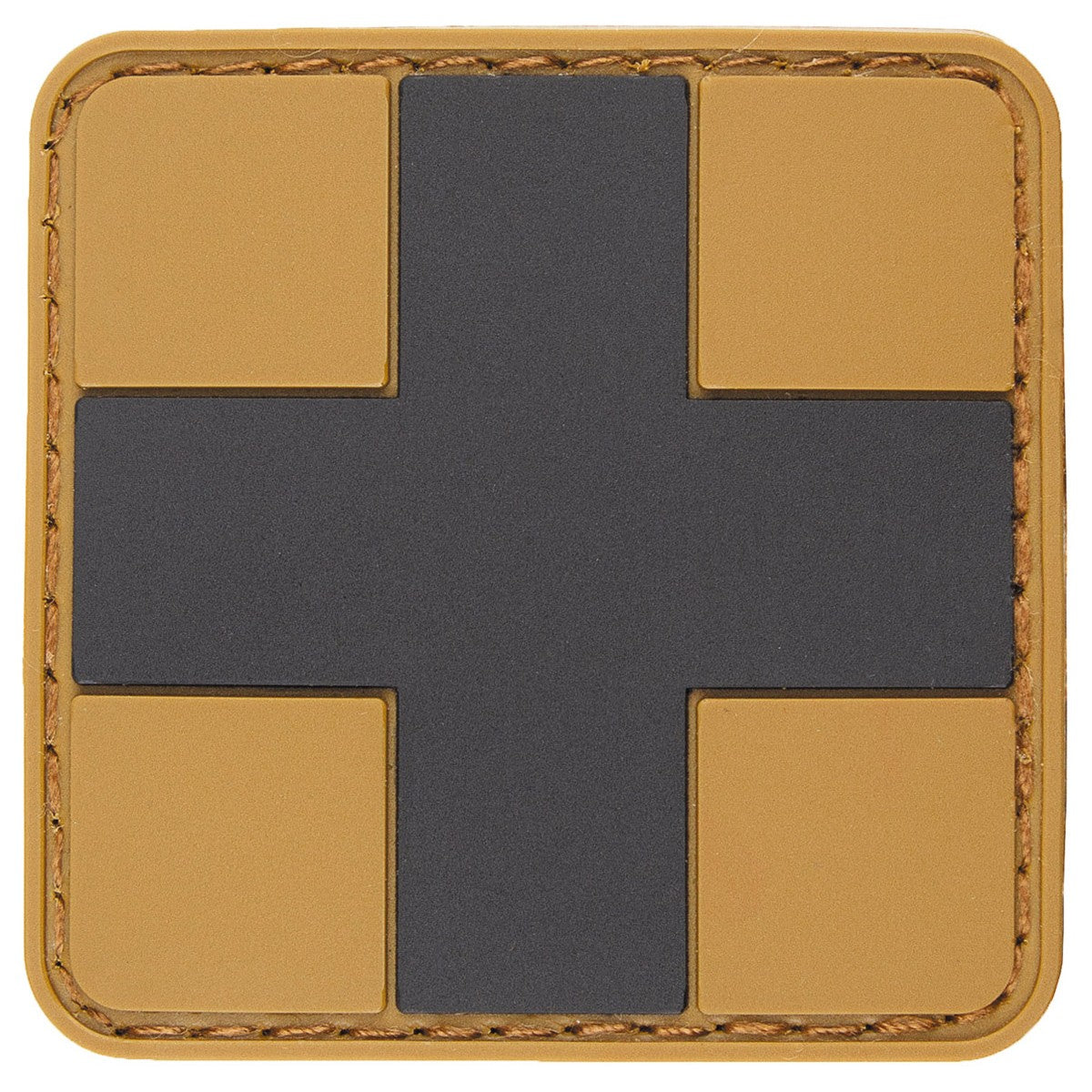 Klettabzeichen, "FIRST AID",coyote-schwarz, 3D, 5 x 5 cm