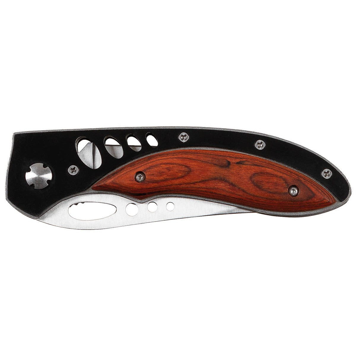 Klappmesser, Einhand,Griff mit Holzeinlagen