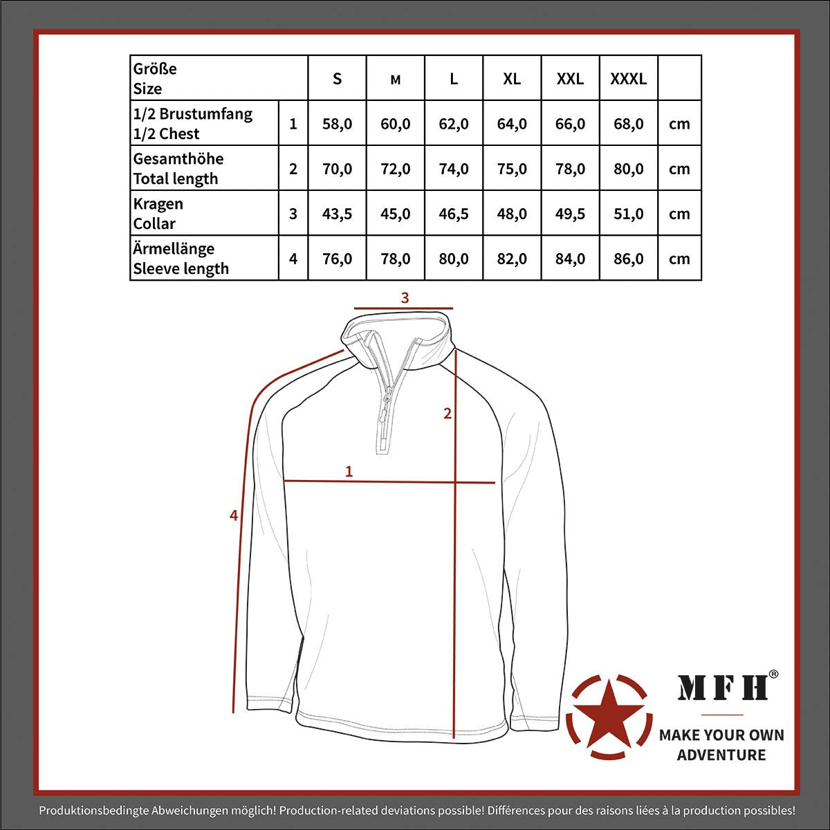 Shirt, "Troyer", Microfleece,langarm, op.-camo, 200 g/m²