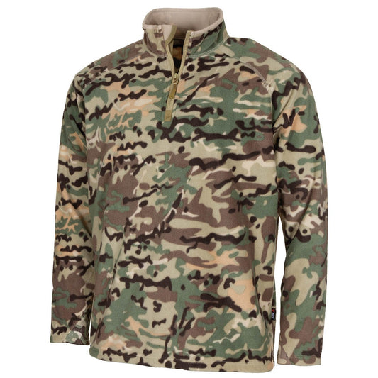 Shirt, "Troyer", Microfleece,langarm, op.-camo, 200 g/m²