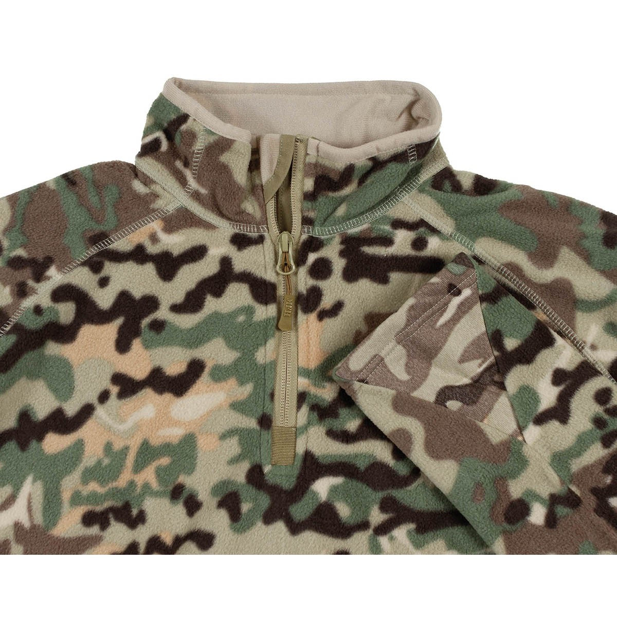 Shirt, "Troyer", Microfleece,langarm, op.-camo, 200 g/m²