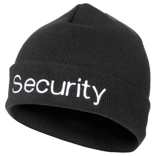 Rollmütze, Polyacryl, schwarz,silber bestickt,"Security"