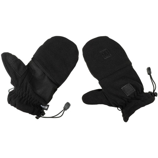 Fleece-Faust-Fingerhandschuhe,schwarz, mit Ausziehschlaufen