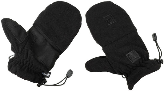 Fleece-Faust-Fingerhandschuhe,schwarz, mit Ausziehschlaufen