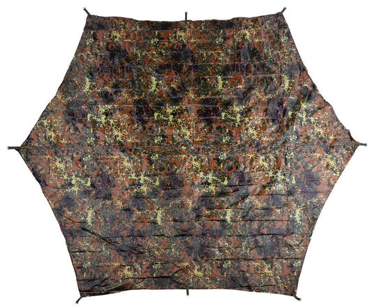 Plane, "Hexagon-Tarp",flecktarn, ca. 340 x 310 cm