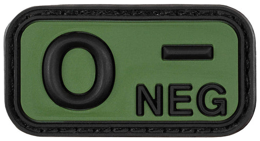 Klettabzeichen, schwarz-oliv,Blutgruppe "O NEG", 3D