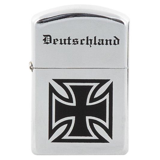 Benzin-Sturmfeuerzeug, chrompoliert, "Deutschland", unbef.