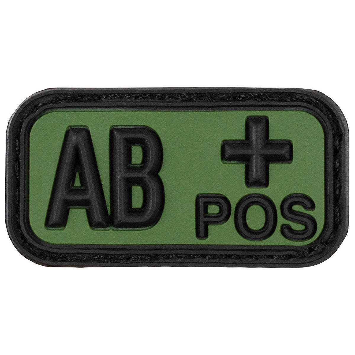 Klettabzeichen, schwarz-oliv,Blutgruppe "AB POS", 3D
