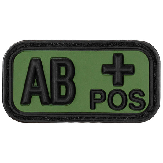 Klettabzeichen, schwarz-oliv,Blutgruppe "AB POS", 3D