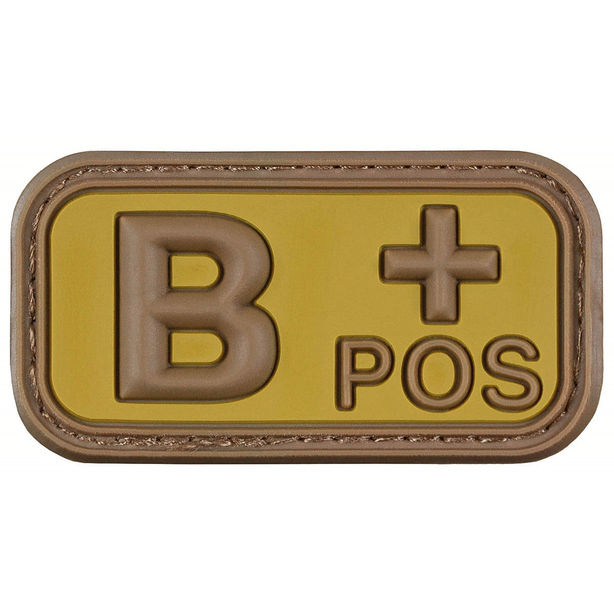 Klettabzeichen, braun-khaki,Blutgruppe "B POS", 3D