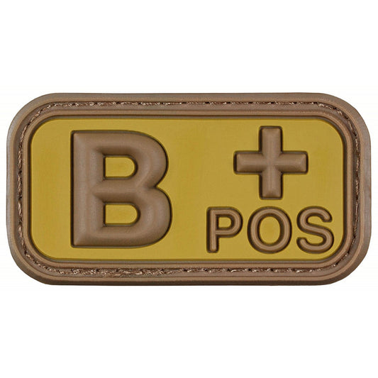 Klettabzeichen, braun-khaki,Blutgruppe "B POS", 3D