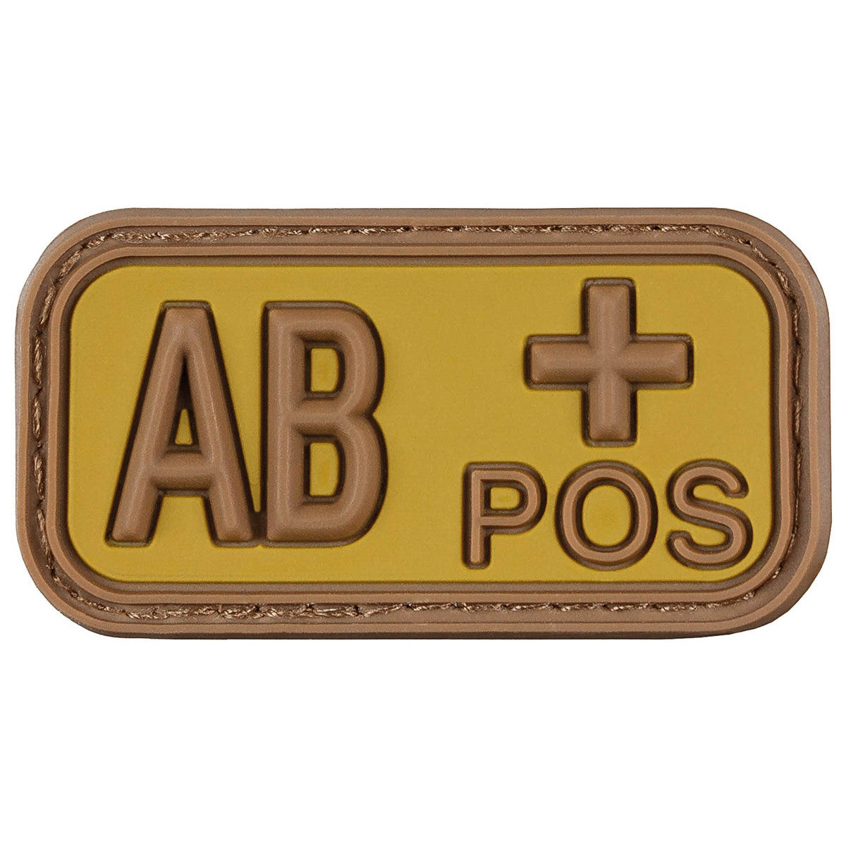 Klettabzeichen, braun-khaki,Blutgruppe "AB POS", 3D