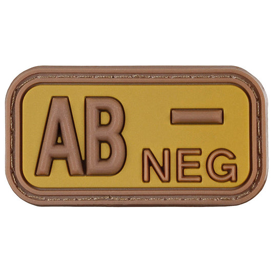 Klettabzeichen, braun-khaki,Blutgruppe "AB NEG", 3D