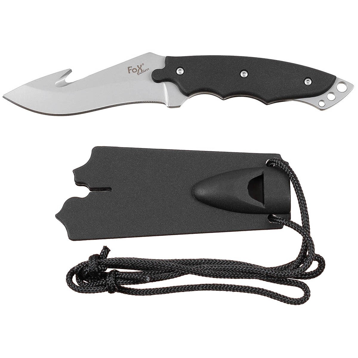 Messer, gebogene Klinge,Kunststoffgriff, Scheide