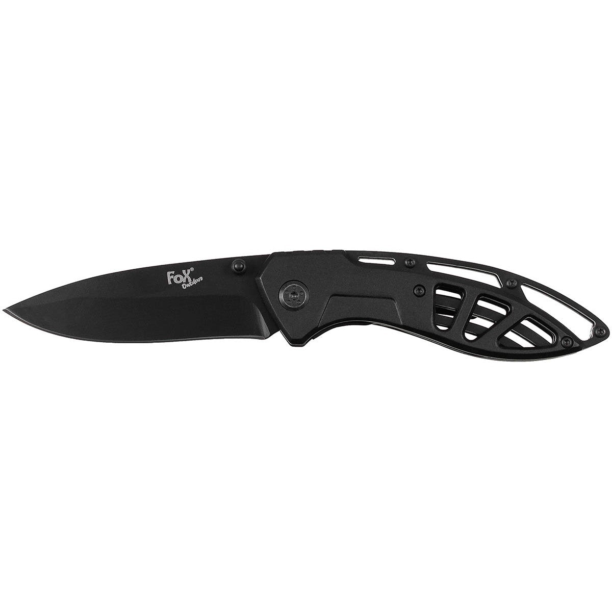 Klappmesser, Einhand,schwarz, gelochter Metallgriff