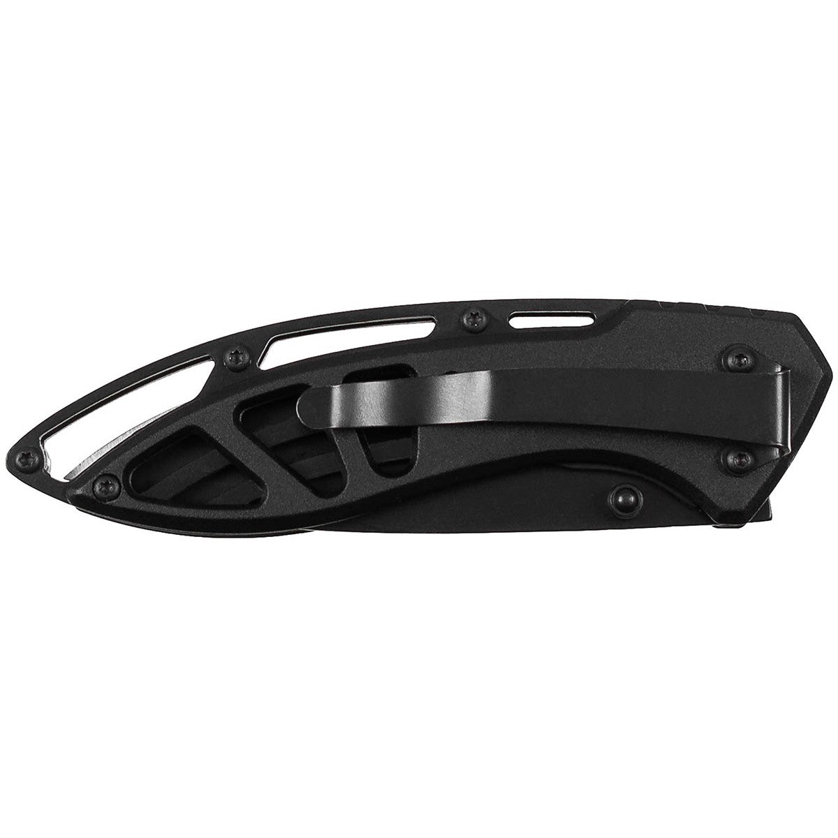 Klappmesser, Einhand,schwarz, gelochter Metallgriff