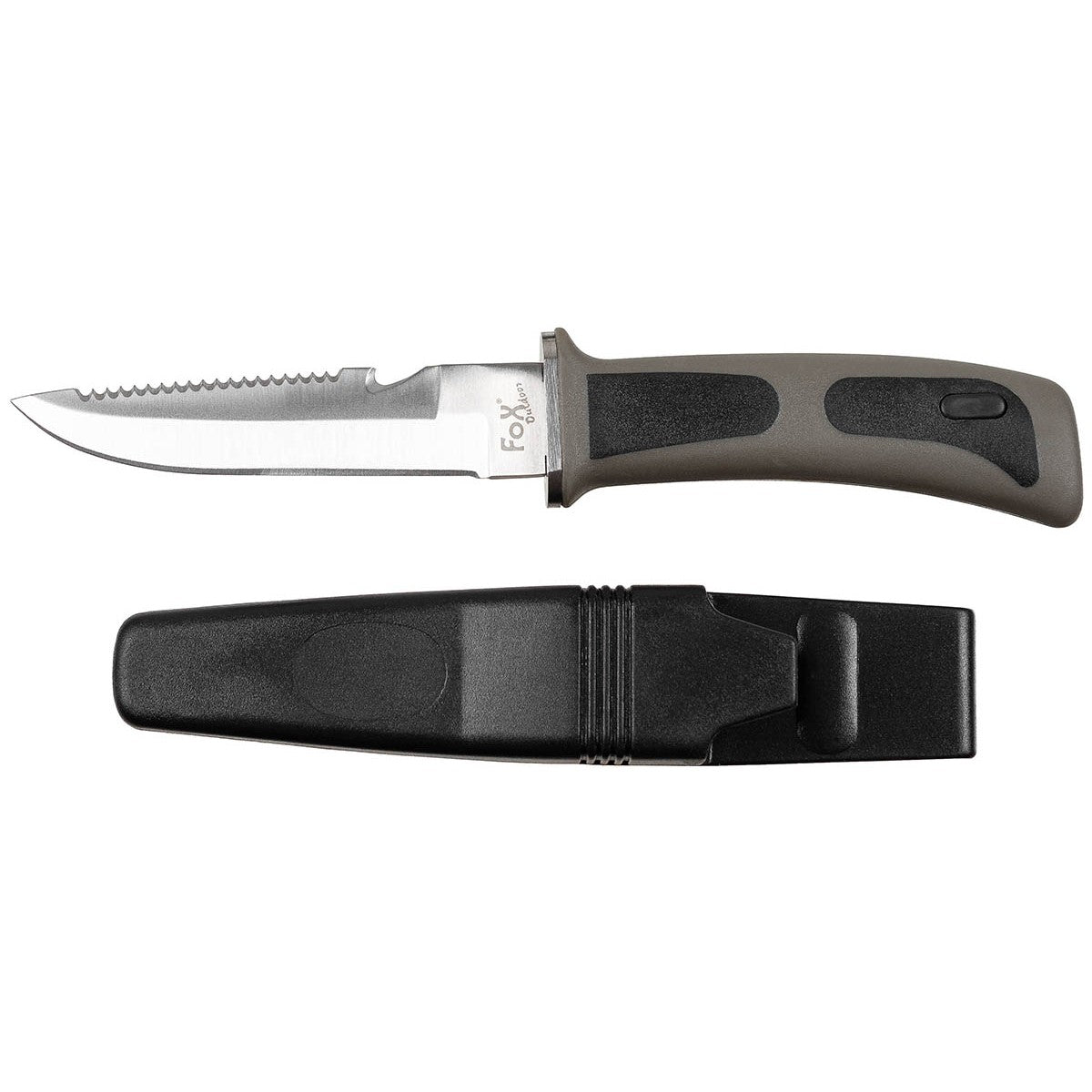 Tauchermesser, schwarz,Gummigriff, Scheide