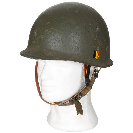 Belg. Helm "M51", oliv, mitKunststoff-Innenhelm, gebr.