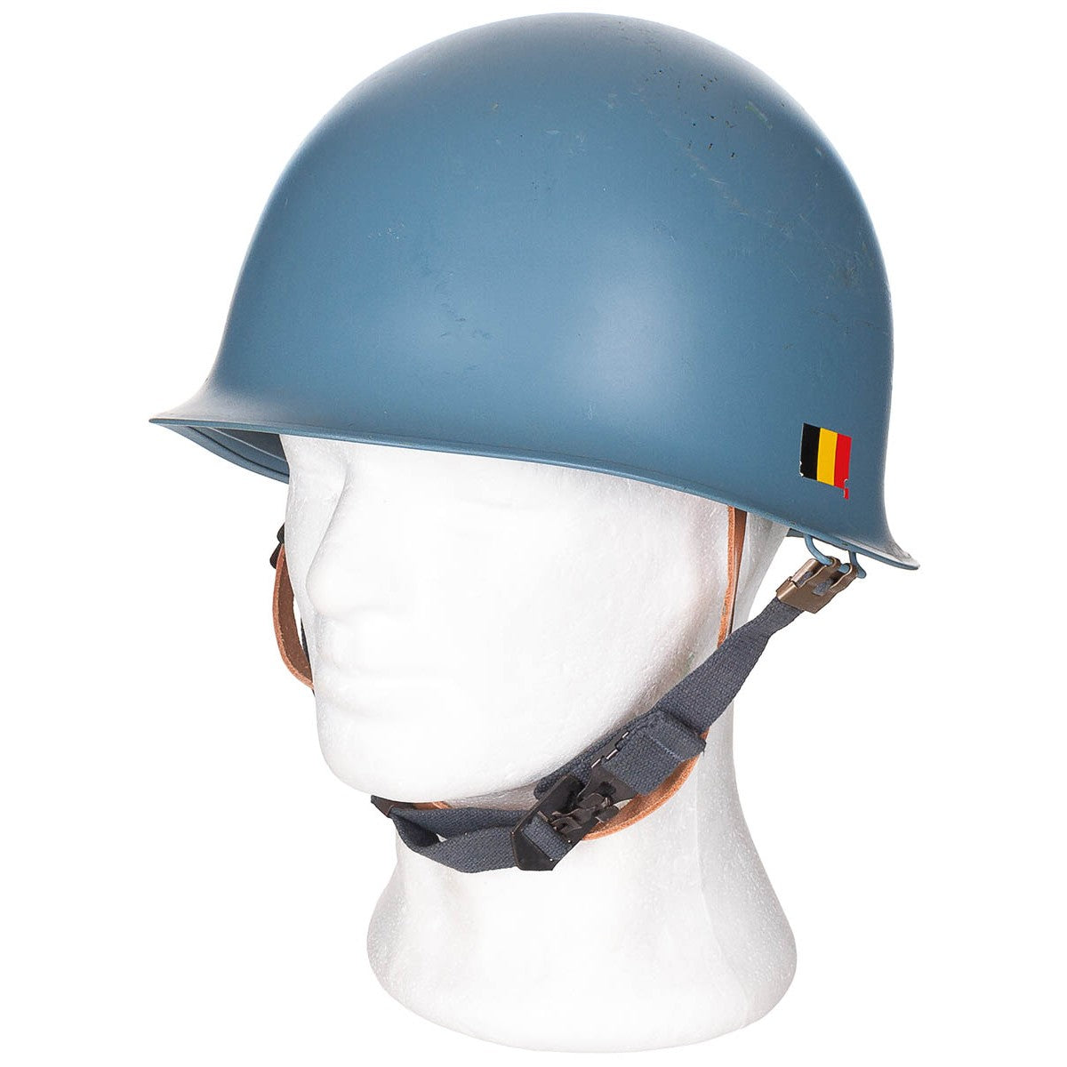 Belg. Helm "M51", hellblau,m. Kunststoff-Innenhelm, gebr.