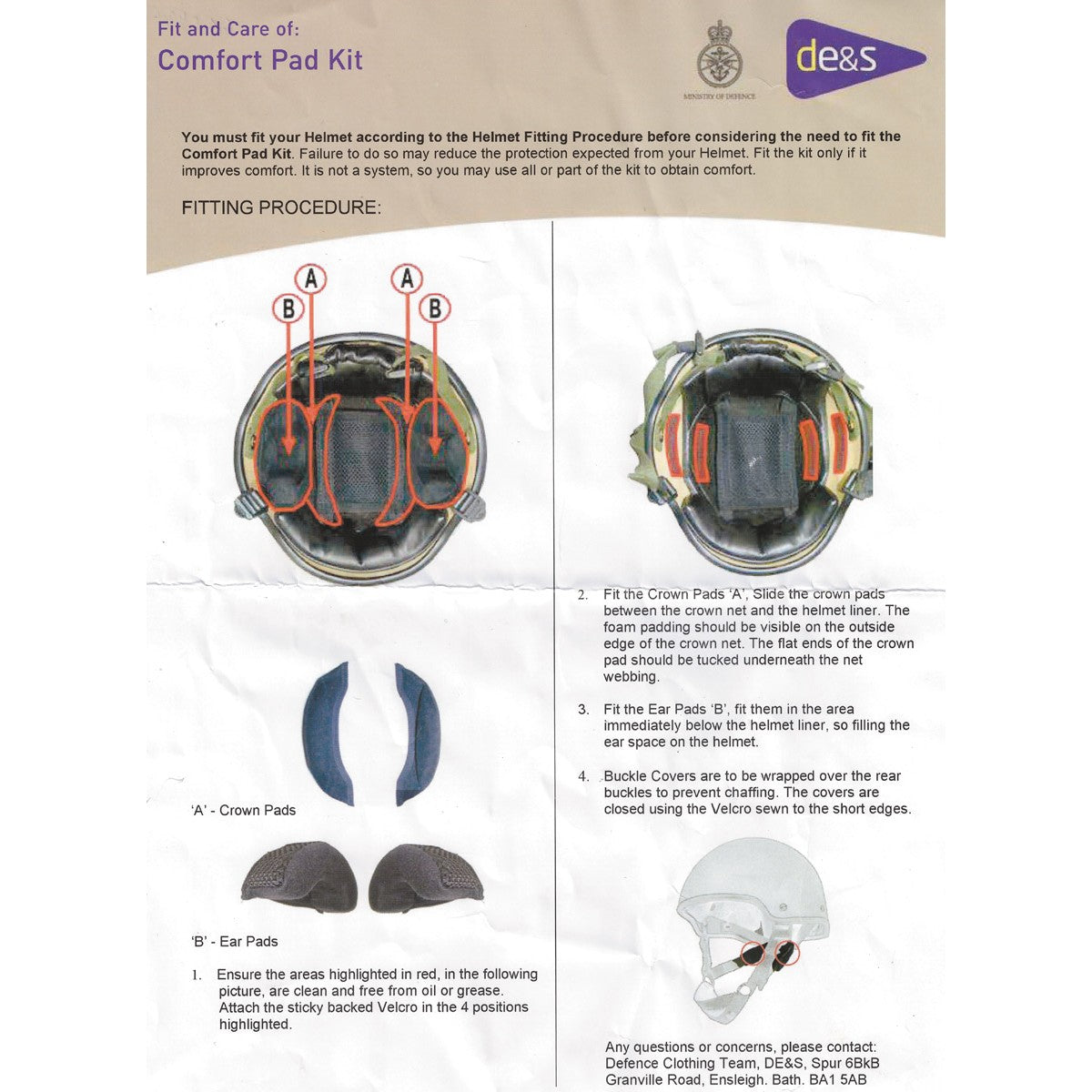 Brit. Polsterset, "Comfort",für Helm, "MK6A /MK7", neuw.