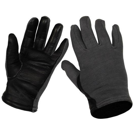 Belg. Fingerhandschuhe, grau,Pilot, Lederbesatz, neuw.