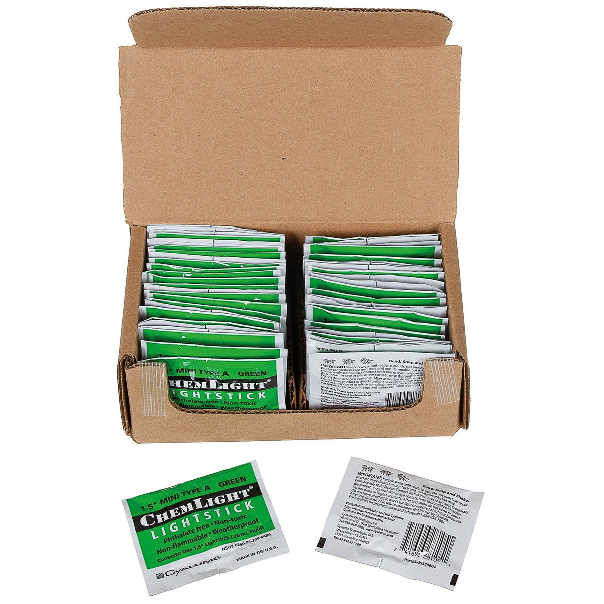US Knicklicht, "Cyalume",50 St./Pack, grün, überlagert